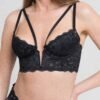 Lovehoney Parisienne Black Lace Plunge Longline Bra Set