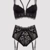Lovehoney Parisienne Black Lace Plunge Longline Bra Set