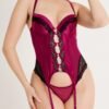 Lovehoney Satin Romance Purple Basque Set