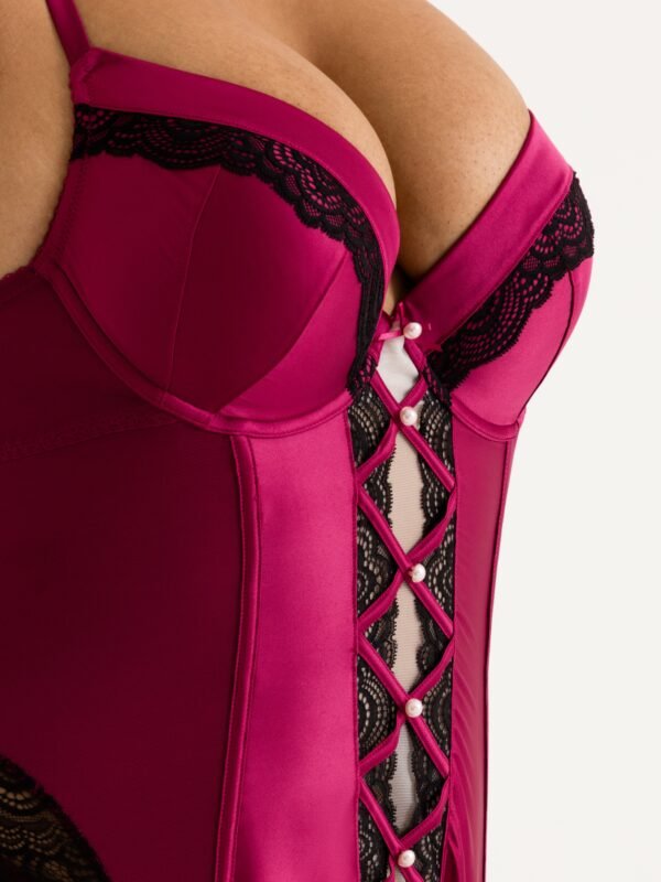 Lovehoney Plus Size Satin Romance Purple Basque Set