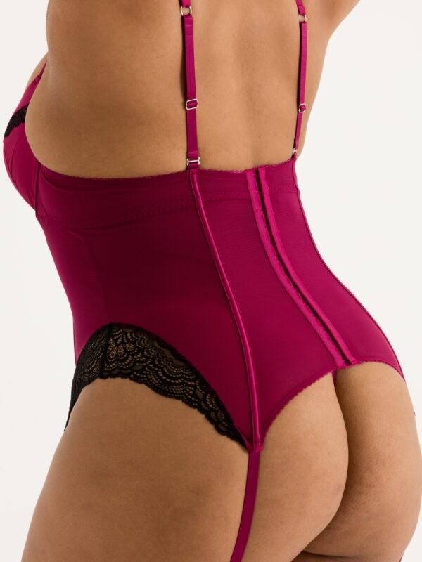 Lovehoney Plus Size Satin Romance Purple Basque Set