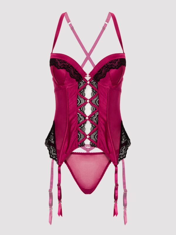 Lovehoney Plus Size Satin Romance Purple Basque Set