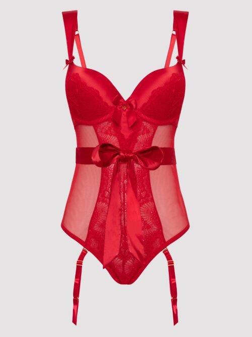 Lovehoney Moonlight Desire Red Satin Crotchless Teddy