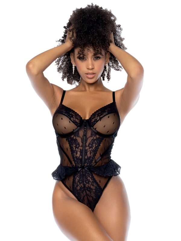 Mapale Black Underwire Lace Ruffle Body