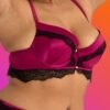 Lovehoney Plus Size Satin Romance Purple Push-up Bra