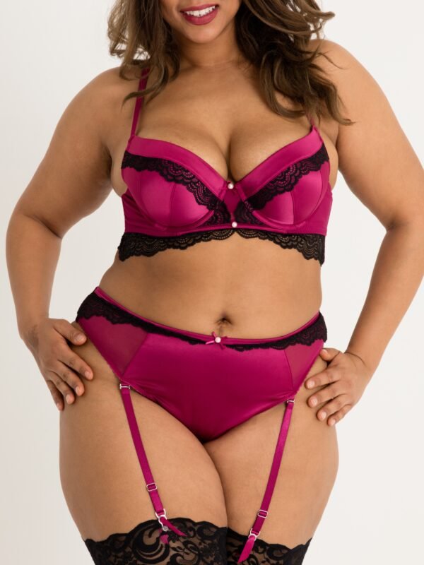 Lovehoney Plus Size Satin Romance Purple Push-up Bra