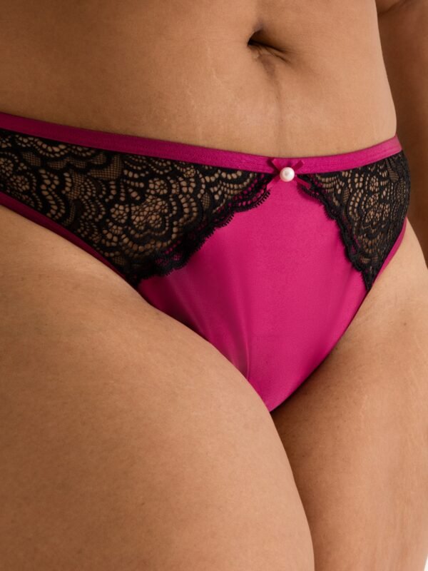 Lovehoney Plus Size Satin Romance Black Open-Back Pearl Crotchless Knickers