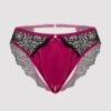 Lovehoney Plus Size Satin Romance Black Open-Back Pearl Crotchless Knickers