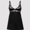 Lovehoney Lotus Black Sheer Embroidered Chemise Set