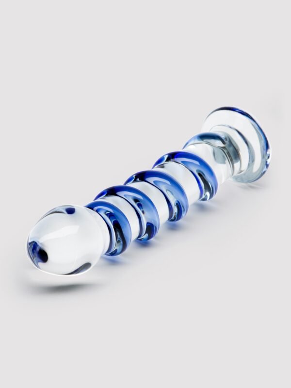 12036_3 Icicles No 5 Sapphire Spiral Glass Dildo 7 Inch