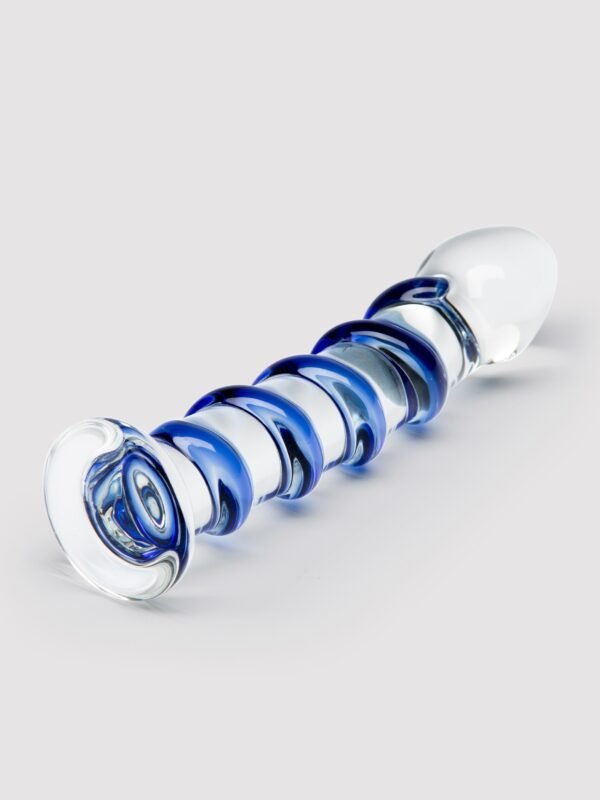 12036_4 Icicles No 5 Sapphire Spiral Glass Dildo 7 Inch
