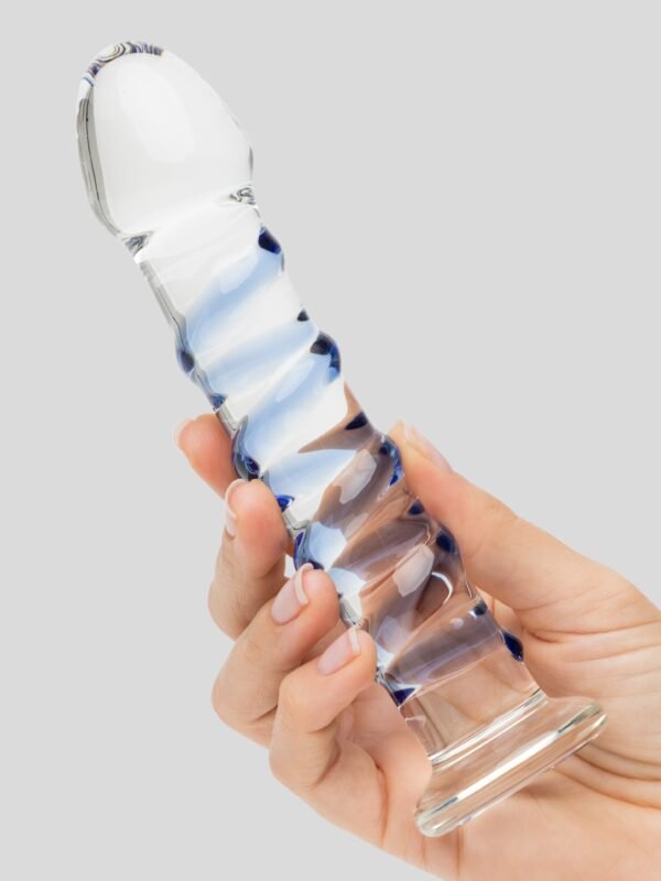 12036_5 Icicles No 5 Sapphire Spiral Glass Dildo 7 Inch