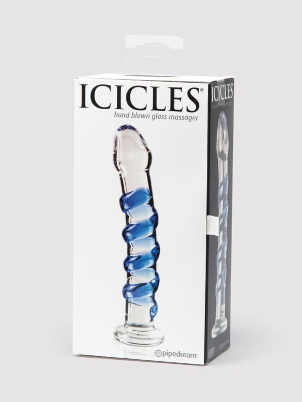12036_6 Icicles No 5 Sapphire Spiral Glass Dildo 7 Inch