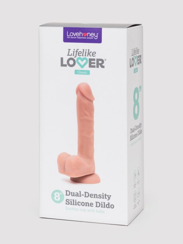 Lifelike Lover Classic Dual-Density Silicone Dildo with Balls 8 Inch - Flesh Tan
