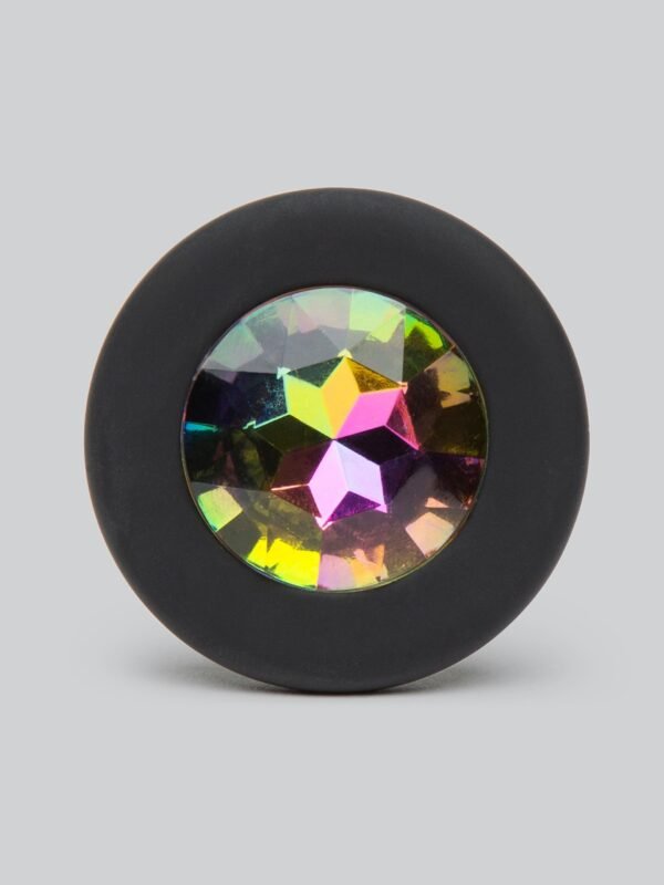 Glams Silicone Black Mini Butt Plug with Rainbow Crystal 3 Inch
