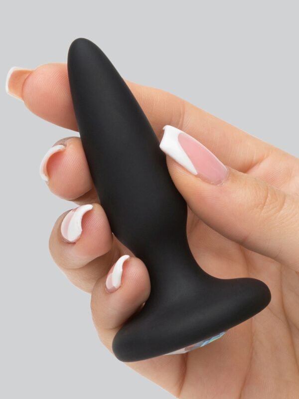 Glams Silicone Black Mini Butt Plug with Rainbow Crystal 3 Inch