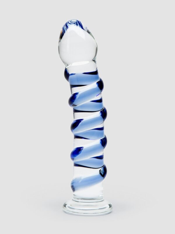a12036g12036_1 Icicles No 5 Sapphire Spiral Glass Dildo 7 Inch