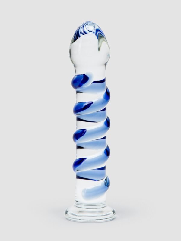 a12036g12036_2 Icicles No 5 Sapphire Spiral Glass Dildo 7 Inch