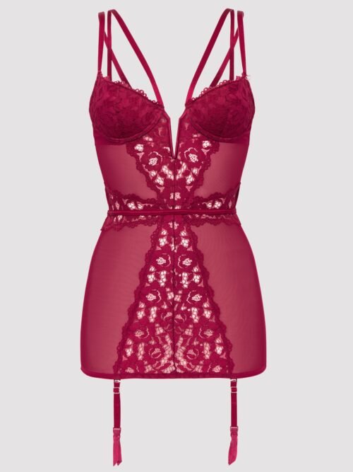 Lovehoney Parisienne Wine Lace Plunge Chemise