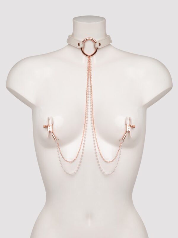 a49798g87847_4 Sportsheets Peaches 'n CreaMe Faux Leather Collar and Nipple Clamps