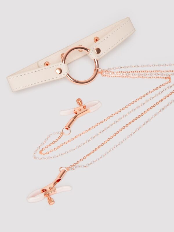 a49798g87847_5 Sportsheets Peaches 'n CreaMe Faux Leather Collar and Nipple Clamps