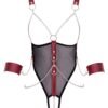 Cottelli Black Wet-Look and Mesh Open Cup Restraint Body