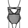 Cottelli Black Lace Pearl Crotchless Body