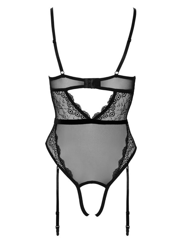 Cottelli Black Lace Pearl Crotchless Body
