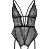 Cottelli Black Lace Pearl Crotchless Body