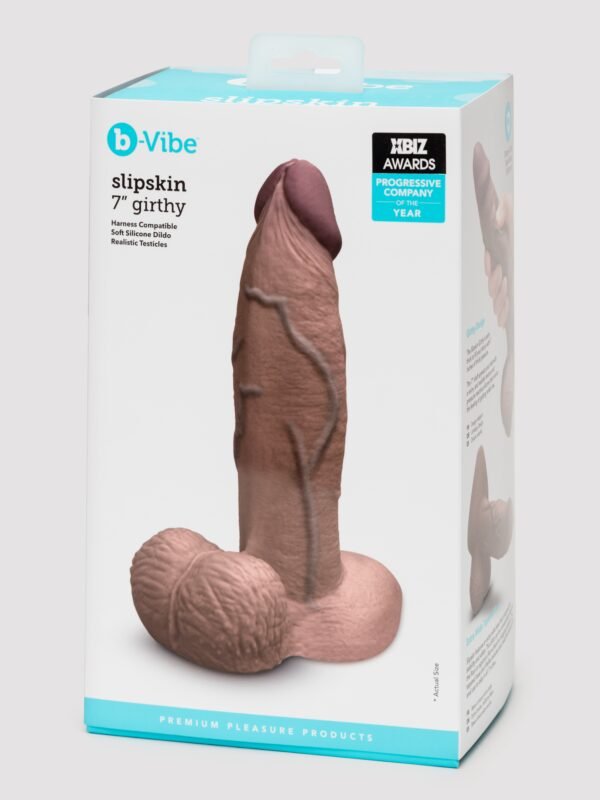 b-Vibe Slipskin Flesh Brown Ultra Realistic Girthy 7" Dual Density Dildo