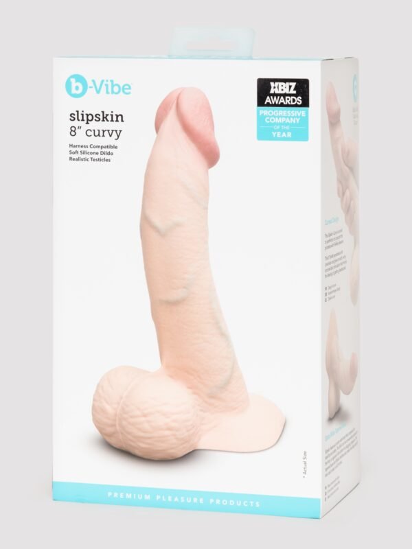 b-Vibe Slipskin Flesh Pink Ultra Realistic Curved 8" Dual Density Dildo