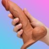 b-Vibe Flesh Tan Slipskin Ultra Realistic Curved 8" Dual Density Dildo