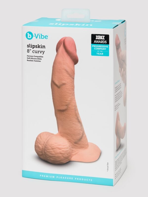 b-Vibe Flesh Tan Slipskin Ultra Realistic Curved 8" Dual Density Dildo