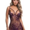 Roma Secrets Purple Underwire Eyelash Lace Chemise Set