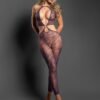 Fantasy Lingerie Purple Zebra Print Crotchless Bodystocking